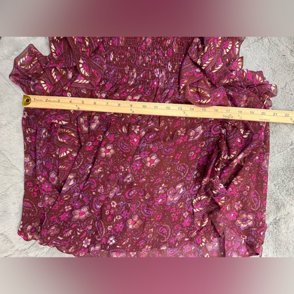 Ulla Johnson Addie Smocked Ruffle Silk Top Size 0 Floral Paisley Print - Picture 9 of 12